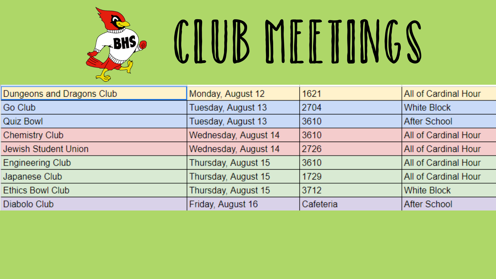  club meetings